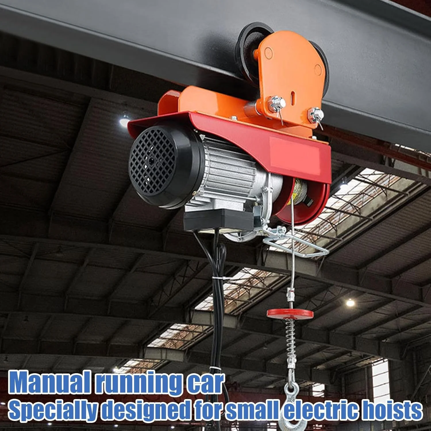 چرخ دستی جرثقیل تیرآهن، چرخ دستی دستی بالابر برقی، ظرفیت 500 کیلوگرم برای PA200 PA300 PA400 PA500 PA600، چرخ دستی فشاری با چرخ، عرض فلنج تیر قابل تنظیم برای مستقیم منحنی