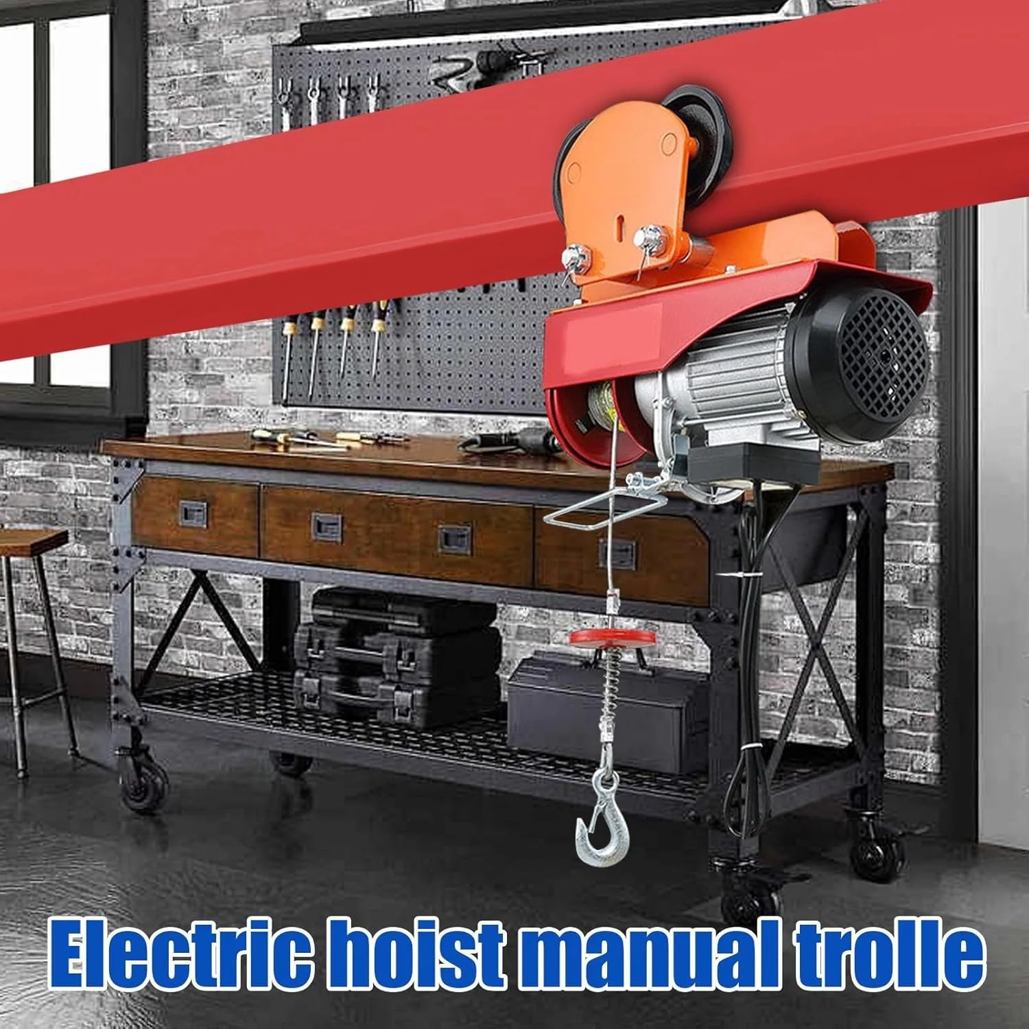 چرخ دستی تیرآهن برقی - جرثقیل کوچک با عرض قابل تنظیم، چرخ دستی دستی بالابر برقی چند منظوره برای کارگاه، صنعت، ساخت و ساز، کارخانه، انبار، گاراژ، مونتاژ