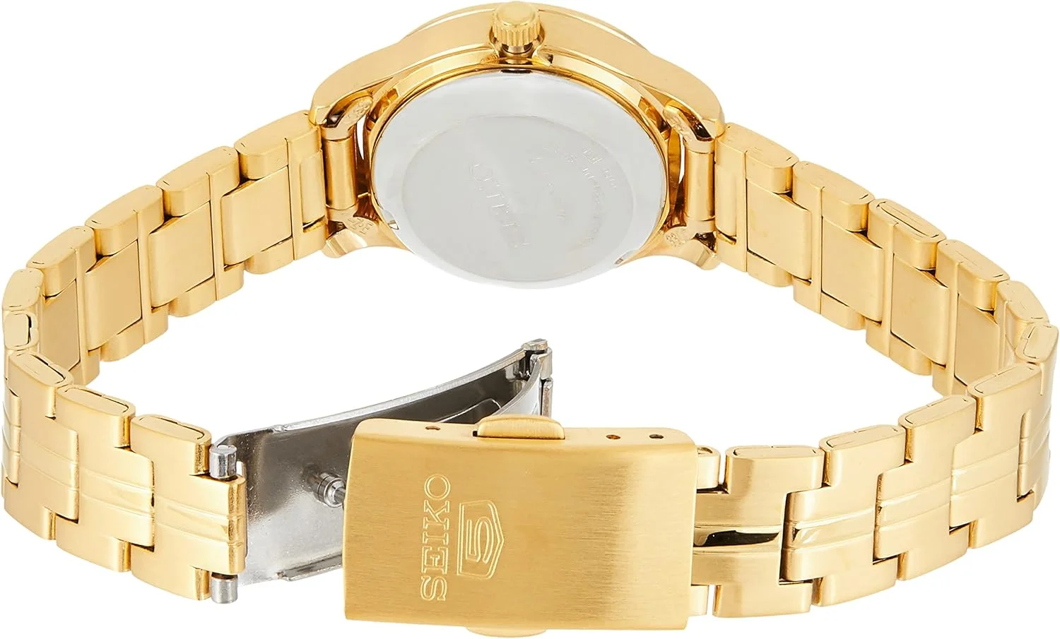 ساعت مچی زنانه سیکو SYME02 Seiko 5 اتوماتیک صفحه طلایی بند استیل طلایی