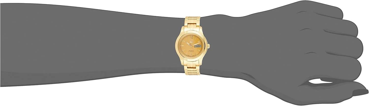 ساعت مچی زنانه سیکو SYME02 Seiko 5 اتوماتیک صفحه طلایی بند استیل طلایی
