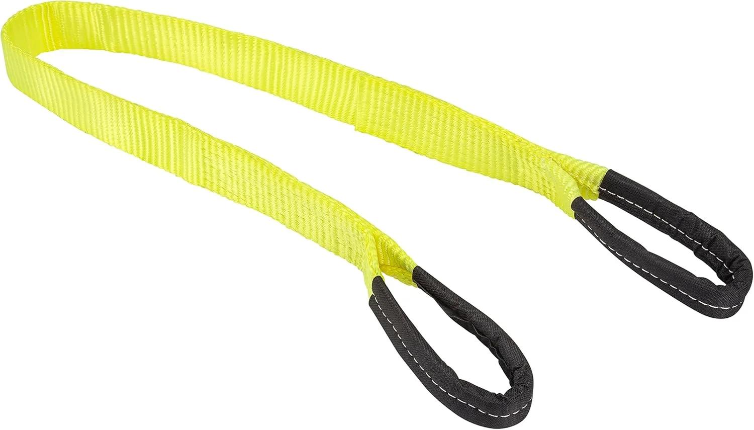 بند بالابر تسمه ای نایلونی 2 اینچی در 4 فوتی SmartStraps، زرد (تک بسته) - ظرفیت بالابری عمودی 3200 پوند، بار کاری ایمن 1067 پوند - با خیال راحت بارهای سنگین را بلند کنید - قابل اعتماد، مطابق با بار