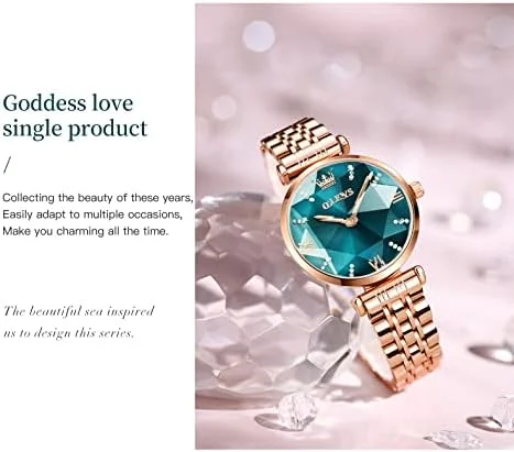 ساعت مچی زنانه OLEVS، کوارتز ژاپنی، ضد آب، بند استیل ضد زنگ، ساعت مجلسی شیک و درخشان زنانه، ست دستبند، هدیه روز ولنتاین