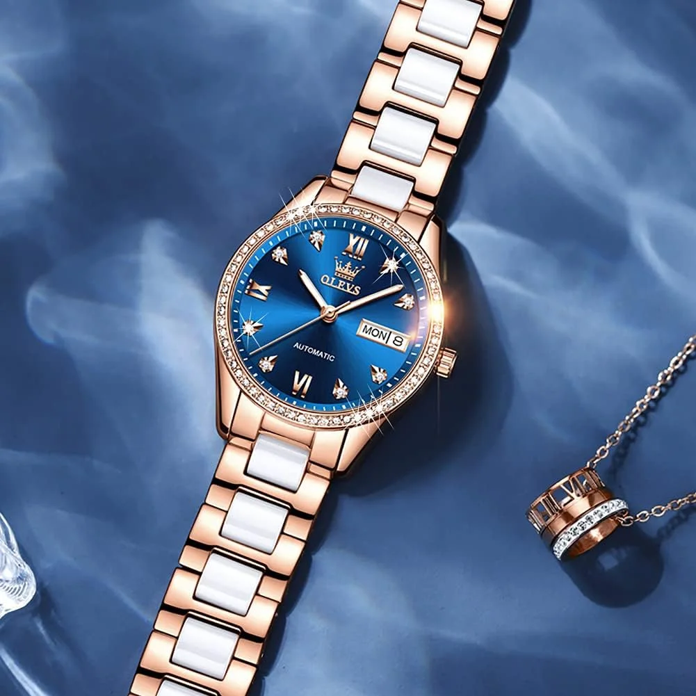 ساعت مچی مردانه اتوماتیک طلایی OLEVS، قاب استیل ضد زنگ، شب تاب، ساعت های لوکس ضد آب ساعت مچی مردانه اتوماتیک طلایی OLEVS، قاب استیل ضد زنگ، شب تاب، ساعت های لوکس ضد آب