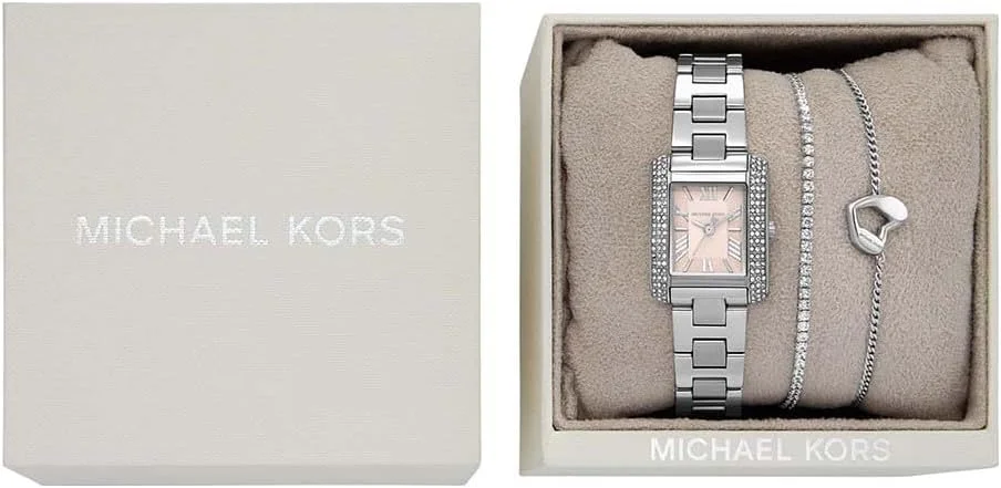 ست هدیه ساعت استیل ضد زنگ سه عقربه مایکل کورس امری و دستبند - MK7514SET ست هدیه ساعت استیل ضد زنگ سه عقربه مایکل کورس امری و دستبند - MK7514SET