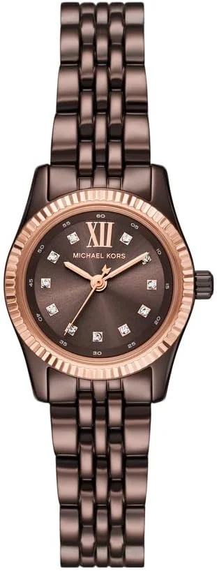 ساعت مچی عقربه ای زنانه مایکل کورس مدل Lexington، قطر قاب 26 میلی متر، رزگلد/قهوه ای