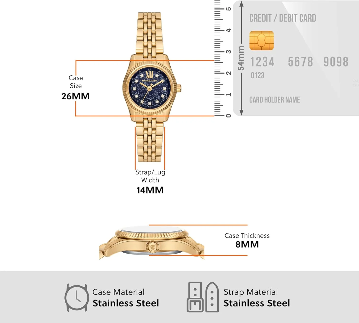 ساعت مچی زنانه مایکل کورس Lexington طلایی مدل MK4802، طلایی، بند دستبندی، طلایی، بند دستبندی