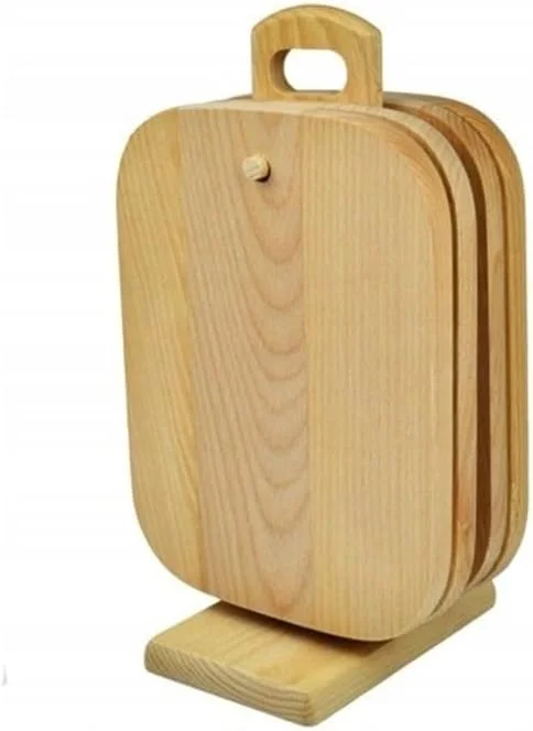 ست تخته سرو و خردکن چوبی به همراه استند