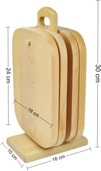 ست تخته سرو و خردکن چوبی به همراه استند