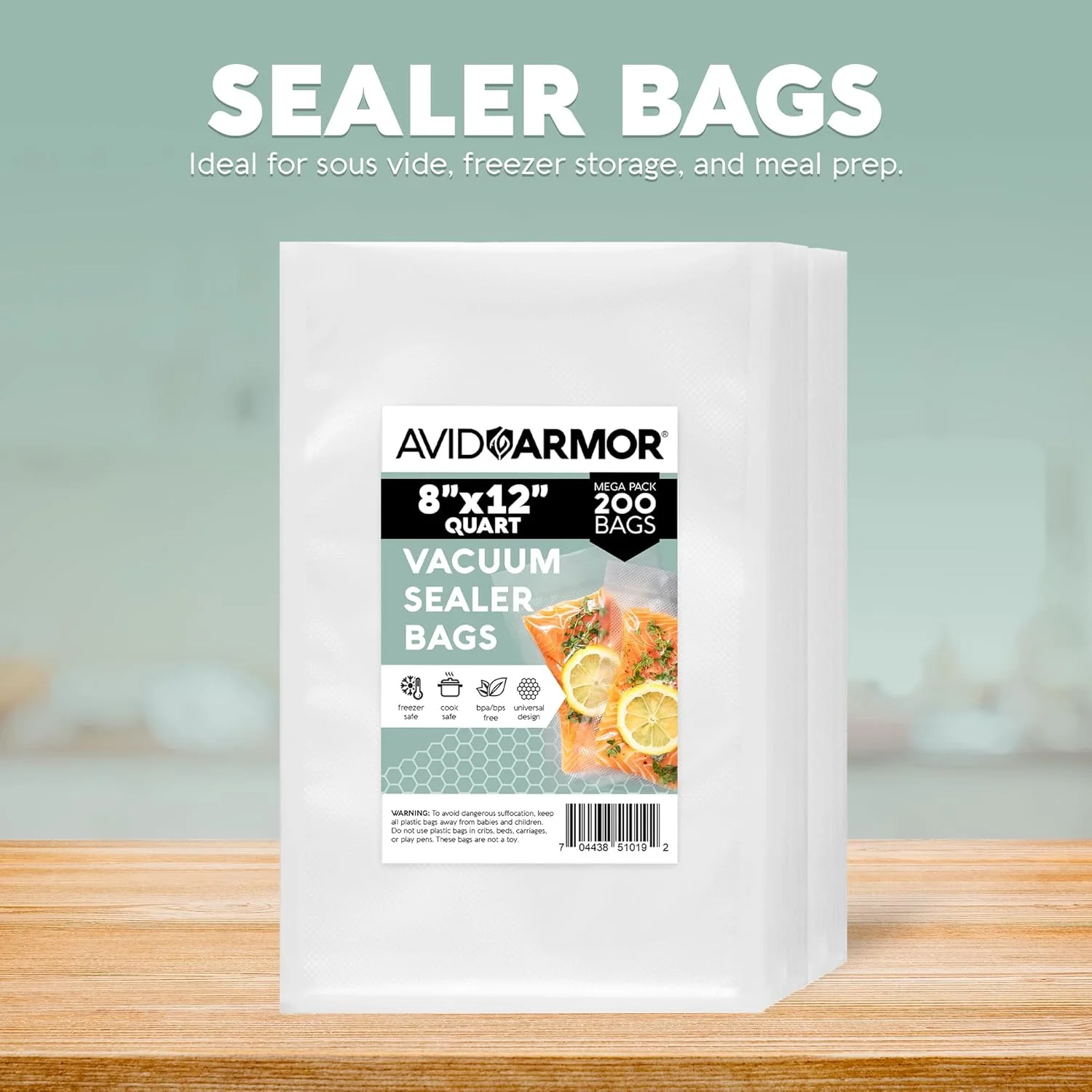 کیسه های نگهداری وکیوم سیلر 200 کوارتی Avid Armor، اندازه 8 x 12 اینچ، مناسب برای Food Saver، Seal a Meal و دستگاه های وکیوم سیلر، فاقد BPA، درجه تجاری سنگین، مناسب برای فریزر و پخت سو وید، کیسه های از پیش برش خورده جهانی کیسه های نگهداری وکیوم سیلر 200 کوارتی Avid Armor، اندازه 8 x 12 اینچ، مناسب برای Food Saver، Seal a Meal و دستگاه های وکیوم سیلر، فاقد BPA، درجه تجاری سنگین، مناسب برای فریزر و پخت سو وید، کیسه های از پیش برش خورده جهانی