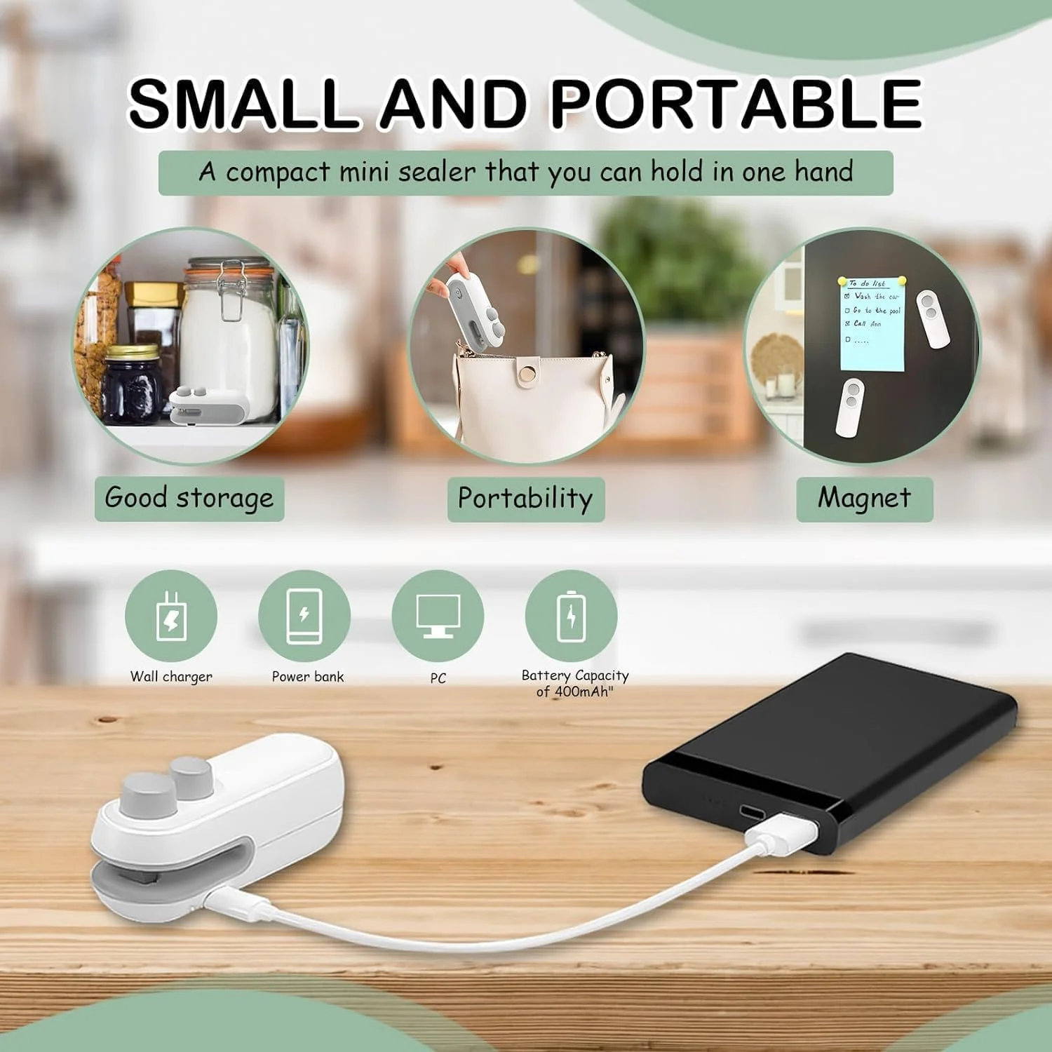 دستگاه کوچک و قابل حمل Aokraty برای بستن پاکت ها، شارژ USB-C، دستگاه 2 در 1 با قابلیت برش و آهنربا، مناسب برای بستن پاکت های پلاستیکی و تنقلات دستگاه کوچک و قابل حمل Aokraty برای بستن پاکت ها، شارژ USB-C، دستگاه 2 در 1 با قابلیت برش و آهنربا، مناسب برای بستن پاکت های پلاستیکی و تنقلات
