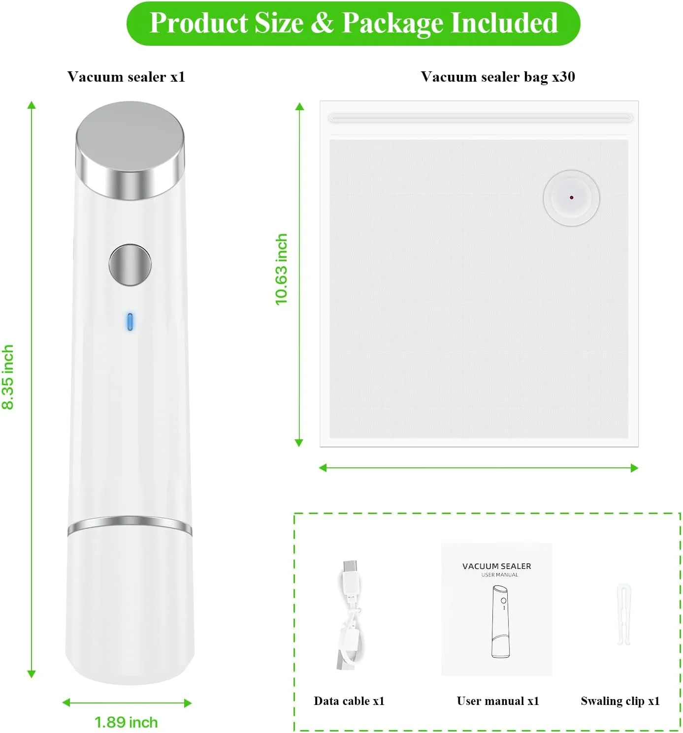 دستگاه وکیوم سیلر دستی AirBanish، دستگاه وکیوم سیلر غذا، دستگاه کوچک و بی سیم سیلر غذا برای مسافرت، آماده سازی وعده های غذایی تازه و ذخیره (دستگاه های وکیوم سیلر + 30 کیسه وکیوم سیل قابل استفاده مجدد) دستگاه وکیوم سیلر دستی AirBanish، دستگاه وکیوم سیلر غذا، دستگاه کوچک و بی سیم سیلر غذا برای مسافرت، آماده سازی وعده های غذایی تازه و ذخیره (دستگاه های وکیوم سیلر + 30 کیسه وکیوم سیل قابل استفاده مجدد)