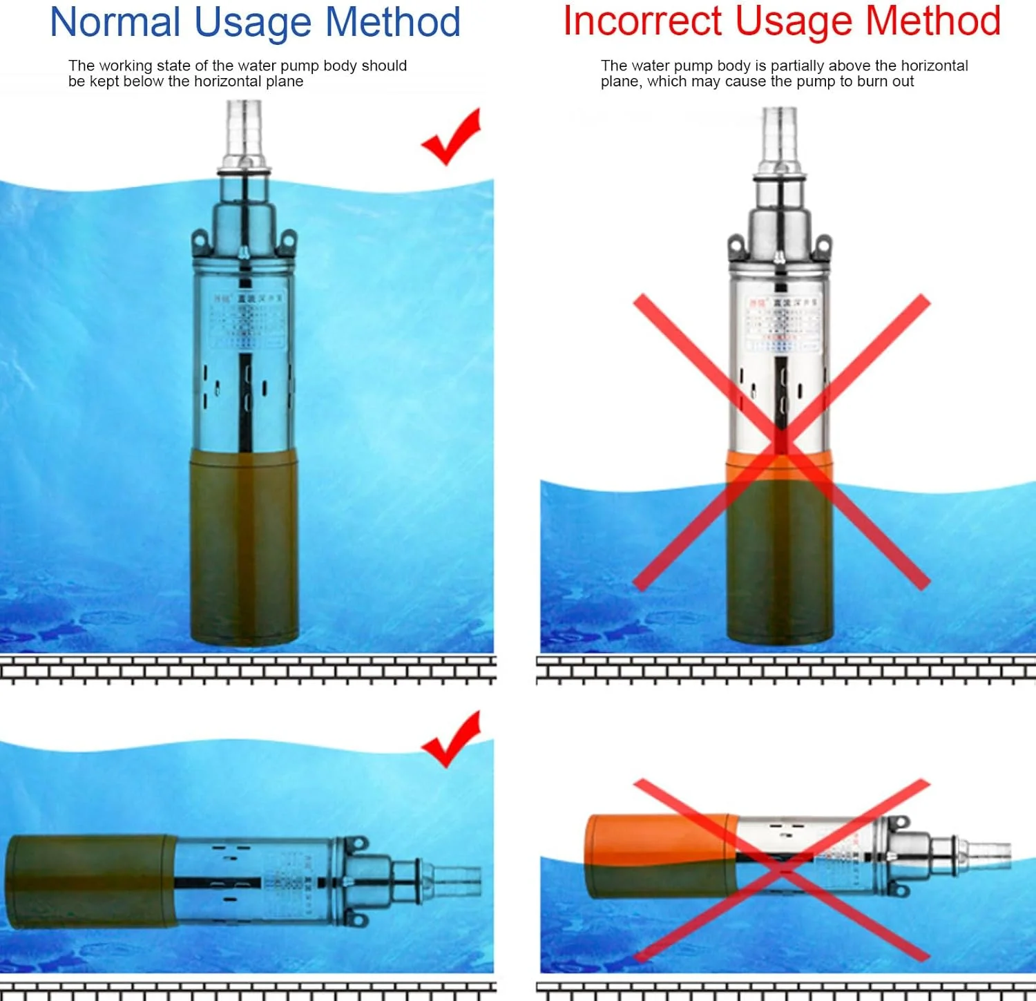 پمپ شناور چاه عمیق Asixxsix، پمپ آب خورشیدی شناور چاه عمیق با نرخ جریان 6.6GPM، ارتفاع 60 متری، خروجی 1 اینچی، 340 وات، برای مصارف صنعتی، آبیاری و خانگی