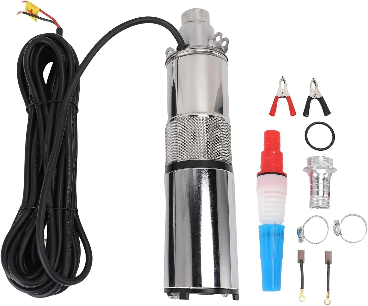 پمپ شناور چاه عمیق خورشیدی 12 ولت 220 وات Asixxsix، کیت پمپ چاه عمیق استیل ضد زنگ با ارتفاع 30 متر با سیم برق 10 متری برای آبیاری مزارع، تامین آب برج، آب خانگی