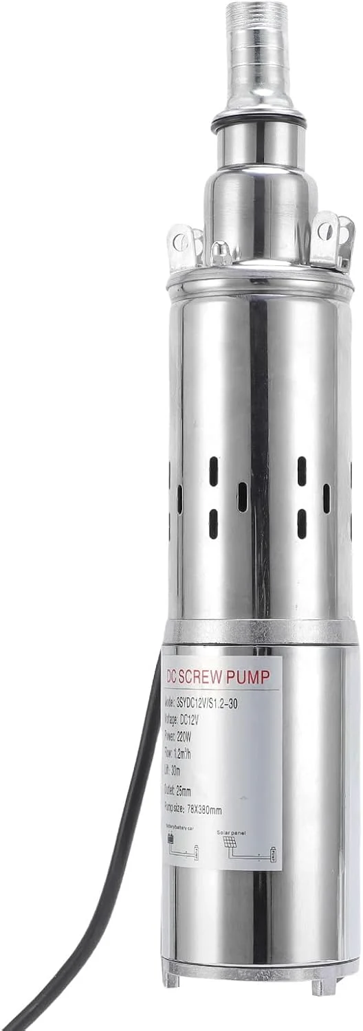 پمپ شناور چاه عمیق Asixxsix، پمپ چاه شناور خورشیدی 220 وات استیل ضد زنگ، 5.4GPM هد 98FT، پمپ های آب خورشیدی با نصب آسان برای مصارف صنعتی، آبیاری و خانگی