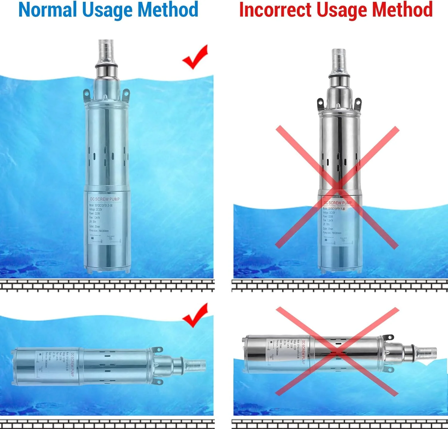 پمپ شناور چاه عمیق Asixxsix، پمپ چاه شناور خورشیدی 220 وات استیل ضد زنگ، 5.4GPM هد 98FT، پمپ های آب خورشیدی با نصب آسان برای مصارف صنعتی، آبیاری و خانگی