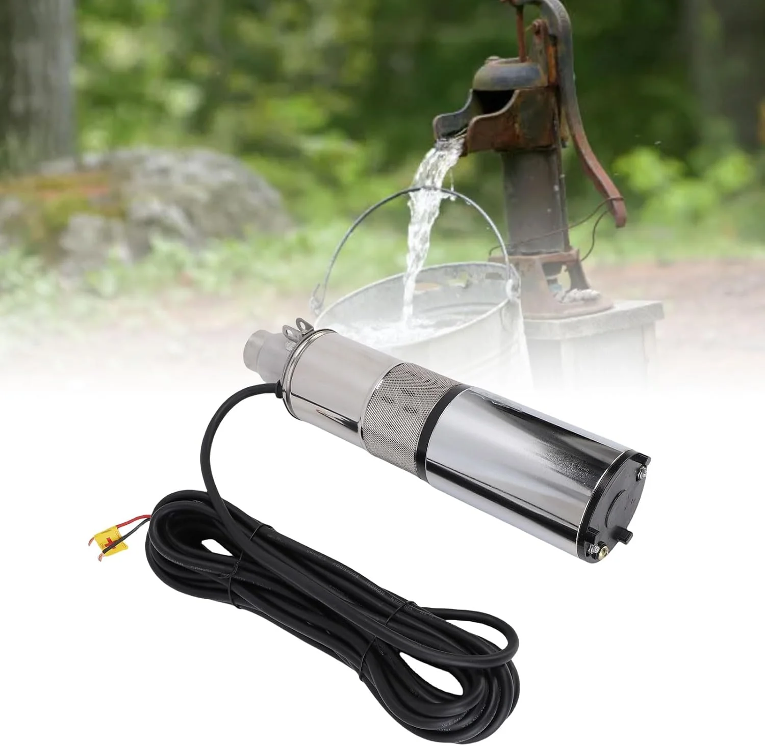 پمپ شناور چاه عمیق خورشیدی 12 ولت 220 وات Asixxsix، کیت پمپ چاه عمیق استیل ضد زنگ با ارتفاع 30 متر با سیم برق 10 متری برای آبیاری مزارع، تامین آب برج، آب خانگی