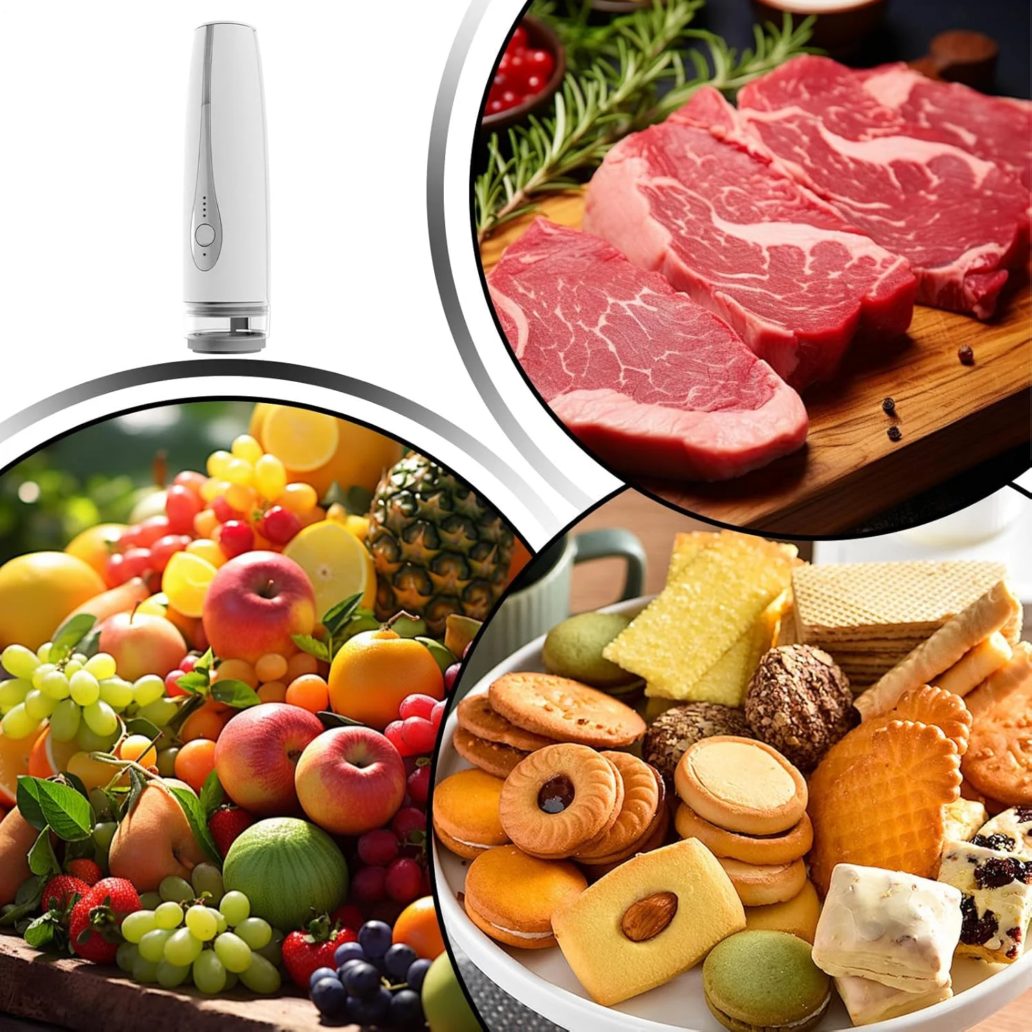 دستگاه وکیوم سیلر - حفظ تازگی بدون سیم - دستگاه مینی وکیوم سیلر غذا - برای گوشت، باقیمانده غذا، سبزیجات، میوه ها، ماهی، پنیر، انبار، آپارتمان، پیک نیک