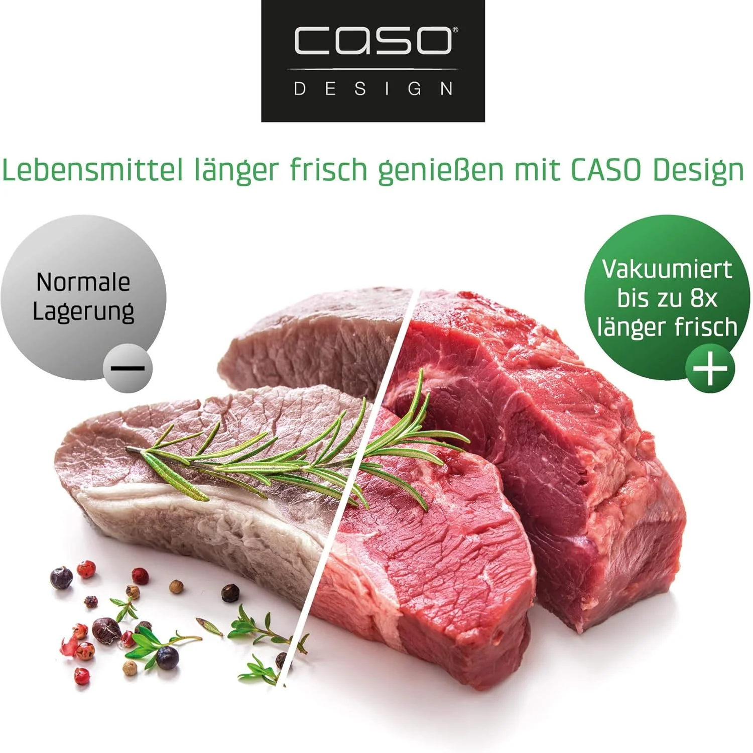 دستگاه وکیوم پیشرفته CASO - دستگاه بسته بندی فیلم - افزایش ماندگاری مواد غذایی شما - ایده آل برای تقسیم و نگهداری مواد غذایی