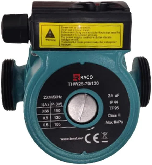 پمپ تقویت فشار گردش آب گرم RACO Teral با کنترل 3 سرعته برای لوله کشی خانگی | سیستم گردش آب گرم و سرد - THW25-70/130