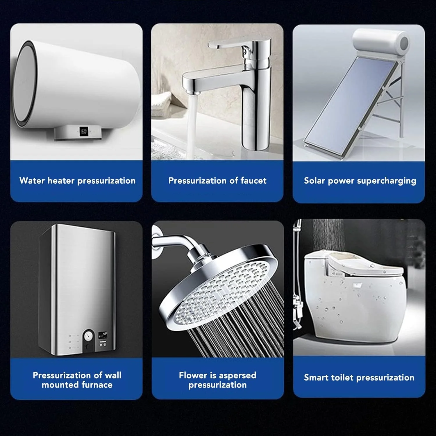 پمپ تقویت فشار آب، پمپ تقویت کننده اتوماتیک دوش کم صدا و فشار قوی سازگار با آبگرمکن های مخزن دار و بدون مخزن، پمپ تقویت کننده آب خطی DC24V با لوله آب برای خانه (UK)