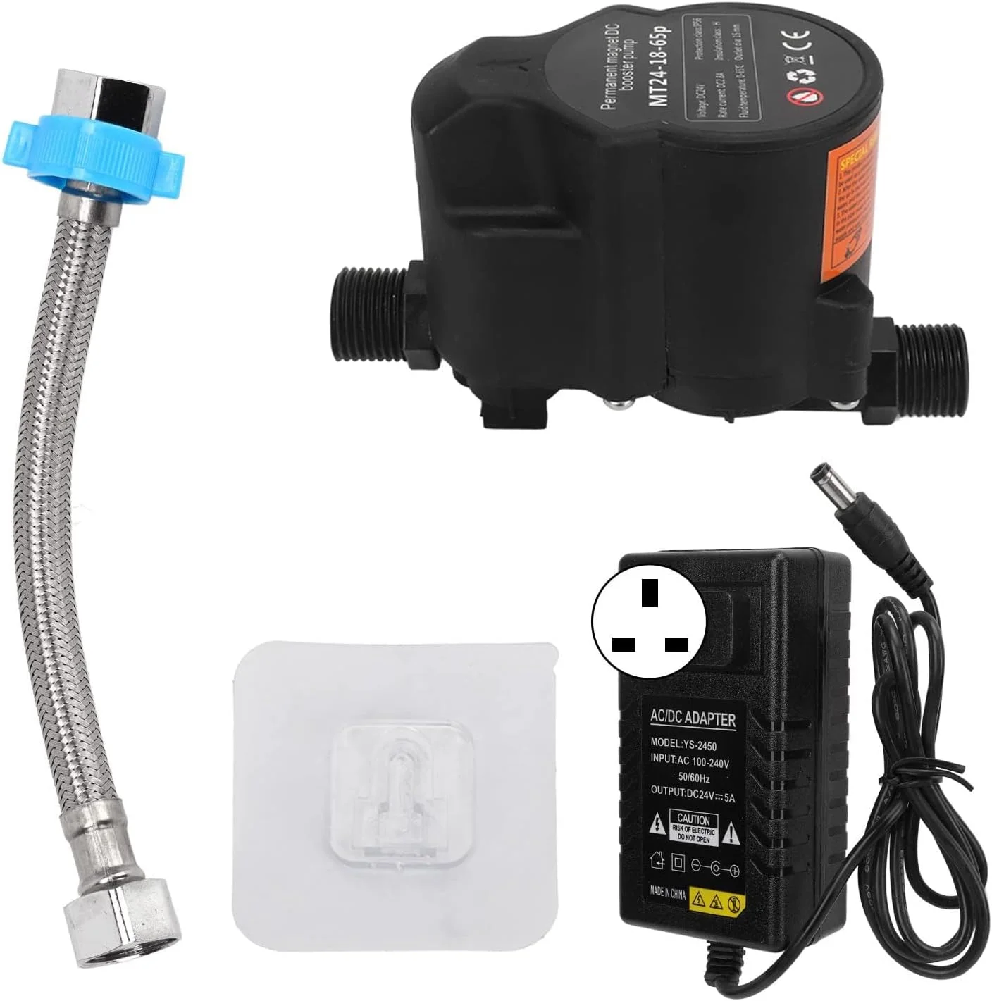 پمپ تقویت فشار آب، پمپ تقویت کننده اتوماتیک دوش کم صدا و فشار قوی سازگار با آبگرمکن های مخزن دار و بدون مخزن، پمپ تقویت کننده آب خطی DC24V با لوله آب برای خانه (UK)