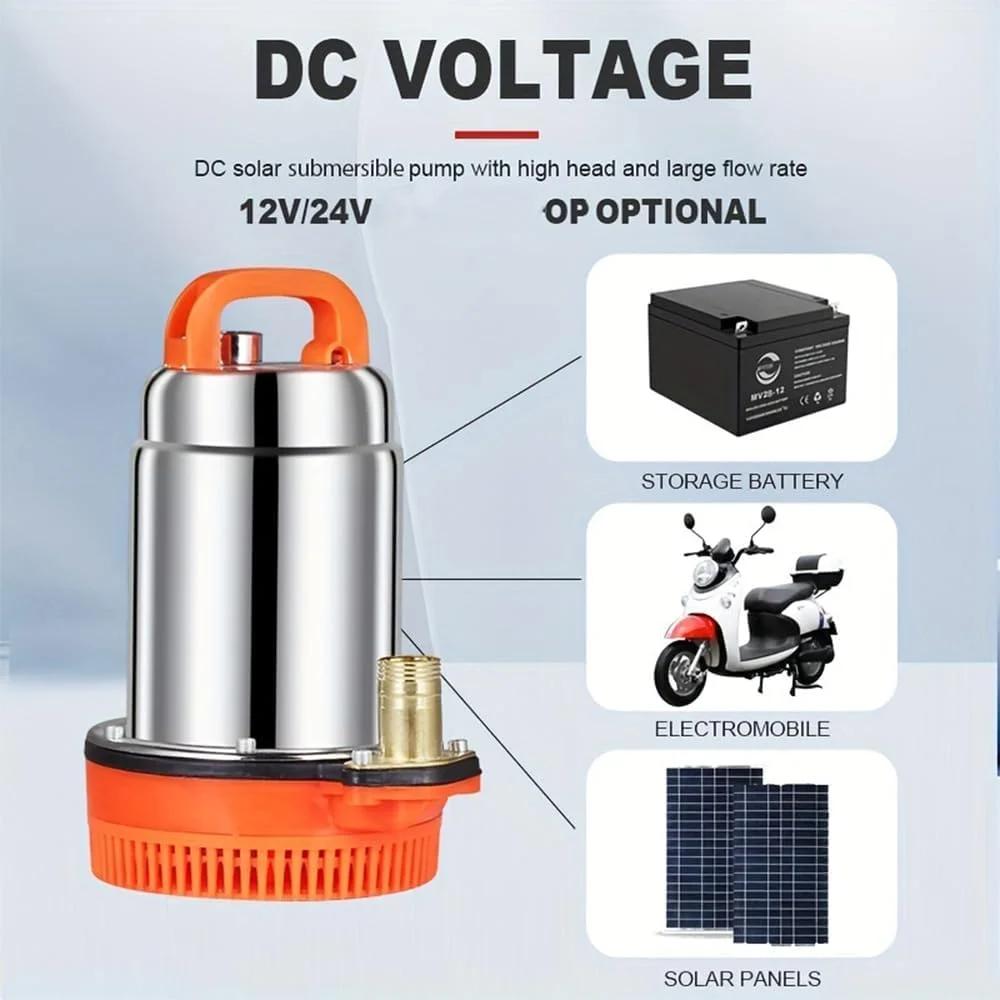 DC Solar submersible Water Pump, 12V Deep Well Water Pump Max Lift 10m (12V Submersible Water Pump)