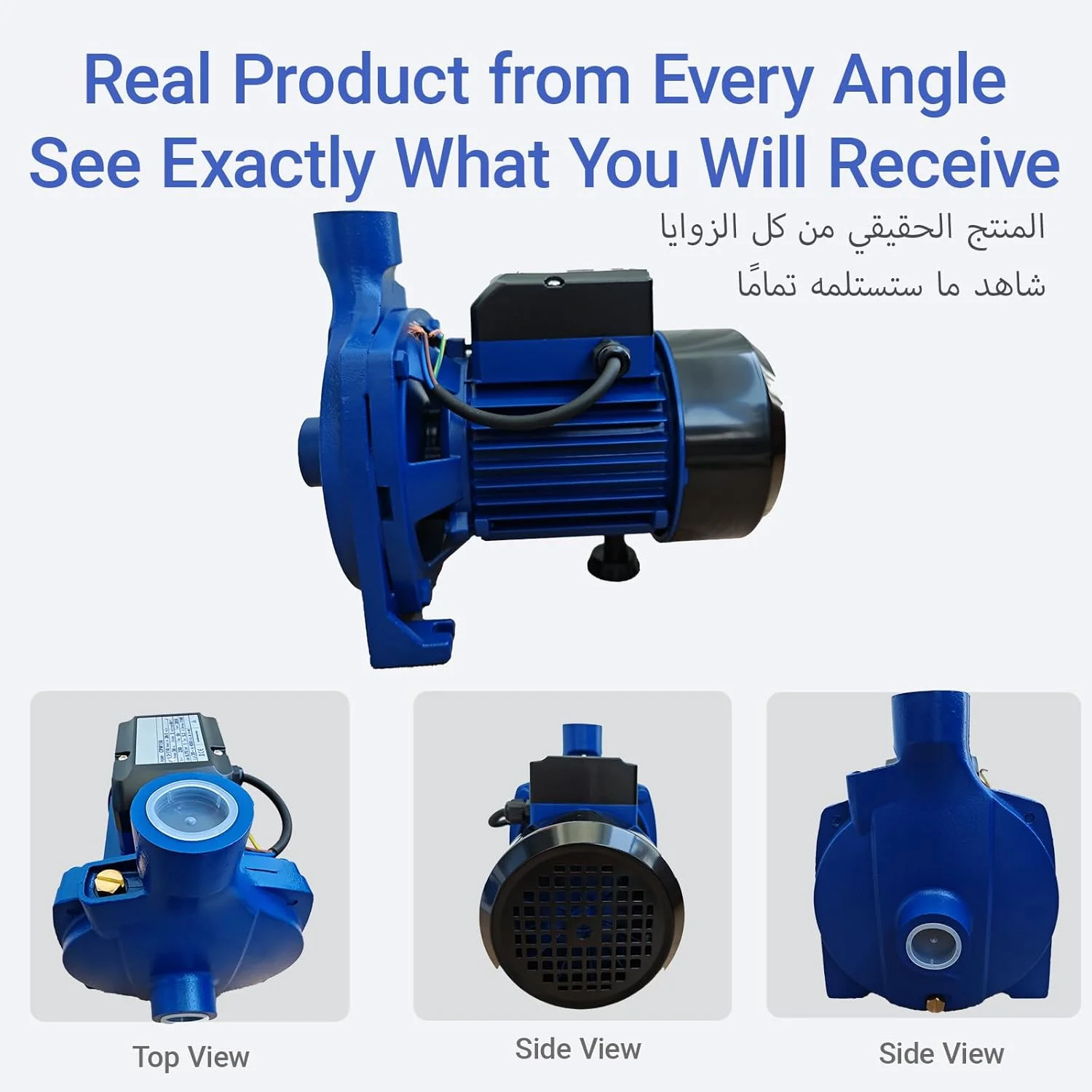 SUNRISE Centrifugal Water Pump, 1HP 750W Copper Motor with Brass Impeller, 1" Inlet/Outlet, IP44 Rated, for Garden Irrigation, Clean Water Transfer and Home Pressure Boosting (1HP – 1" Inlet)