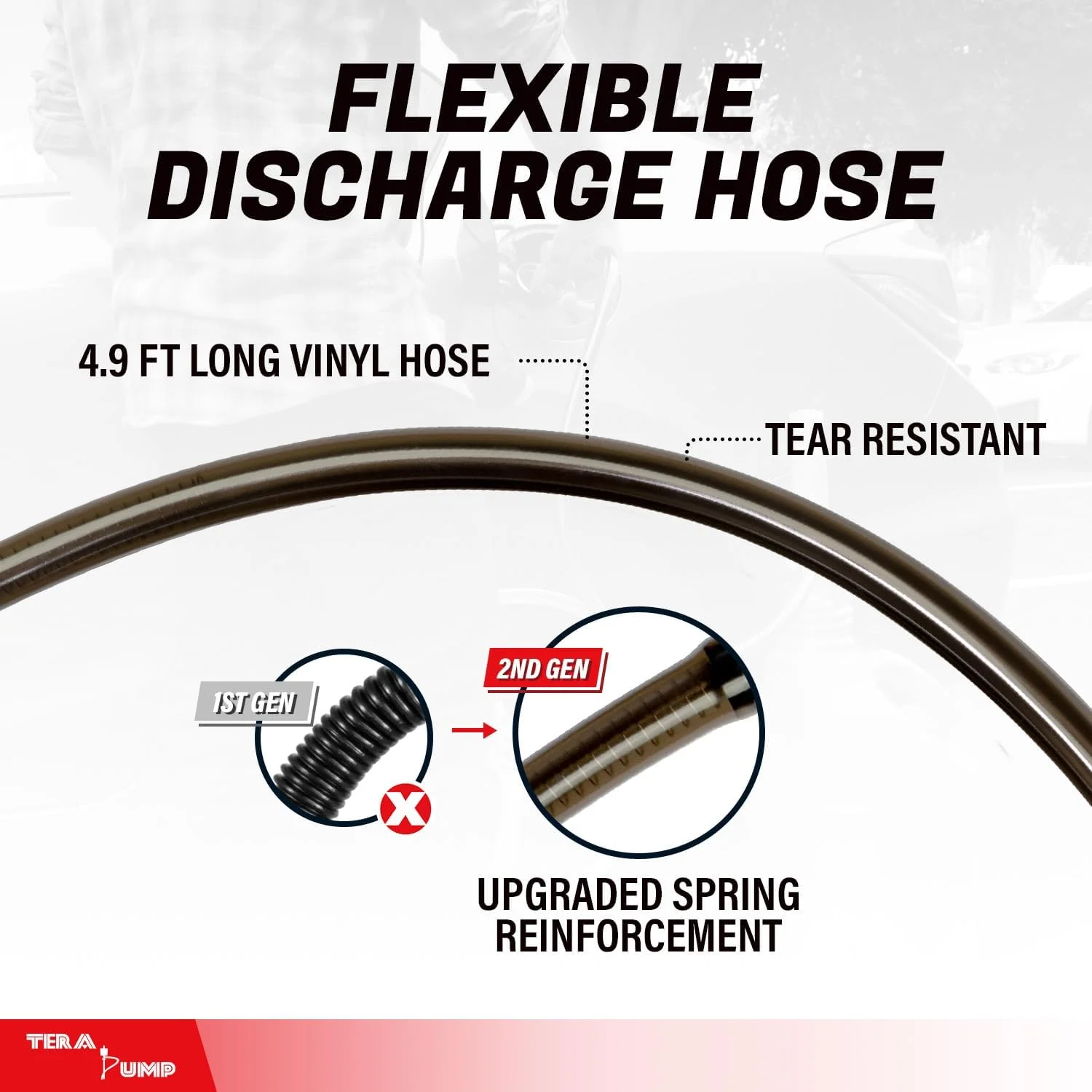 پمپ انتقال سوخت چند منظوره شارژی TERA PUMP TREP04 - شلنگ 5 فوتی، کنترل جریان، لوله مکش قابل تنظیم - 3.85 گالن در دقیقه