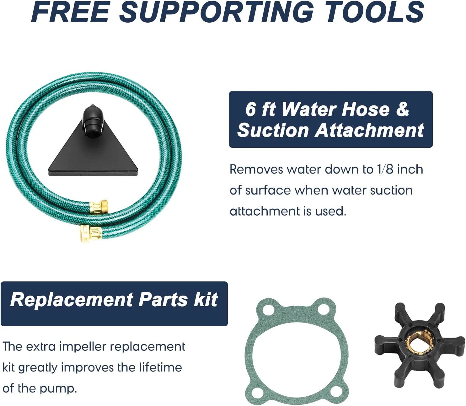 پمپ آب 12 ولت TecHome، پمپ انتقال آب 1/10 اسب بخار 330GPH، پمپ انتقال برقی قابل حمل، با کلید روشن/خاموش و کیت شلنگ مکش.