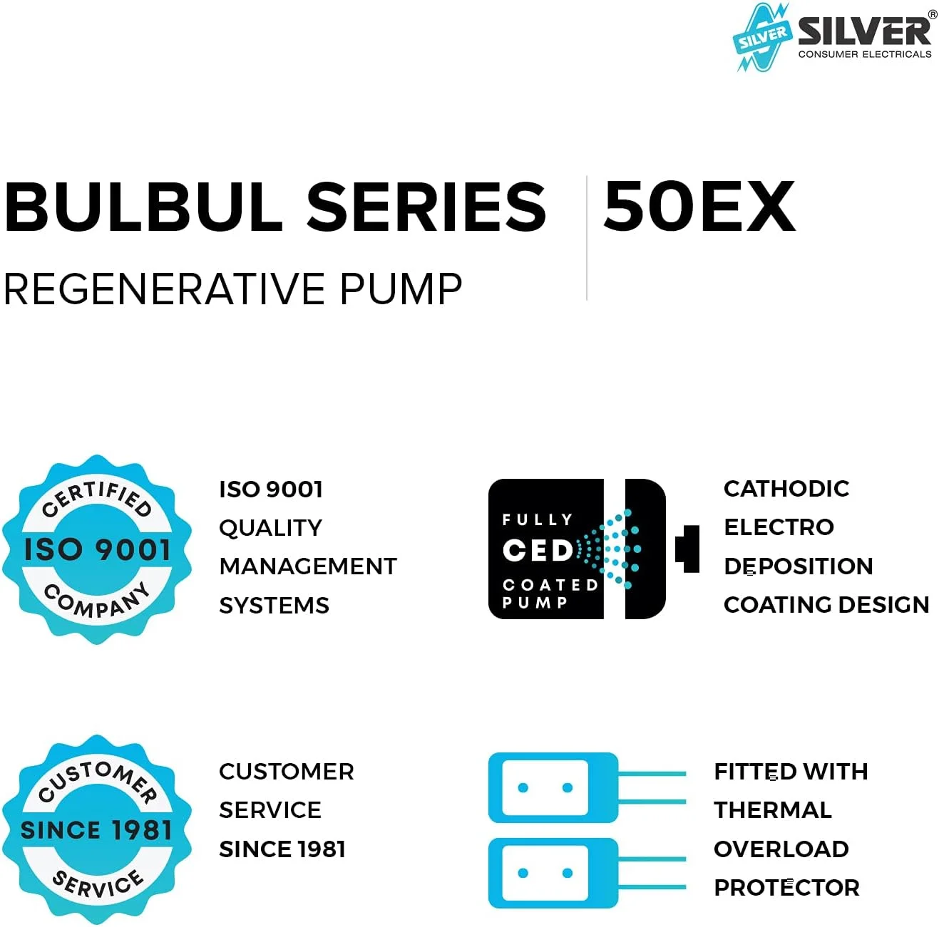 Silver Consumer Electricals Water Pump BULBUL 50EX - 0.5HP, 370W, Single Phase - - India