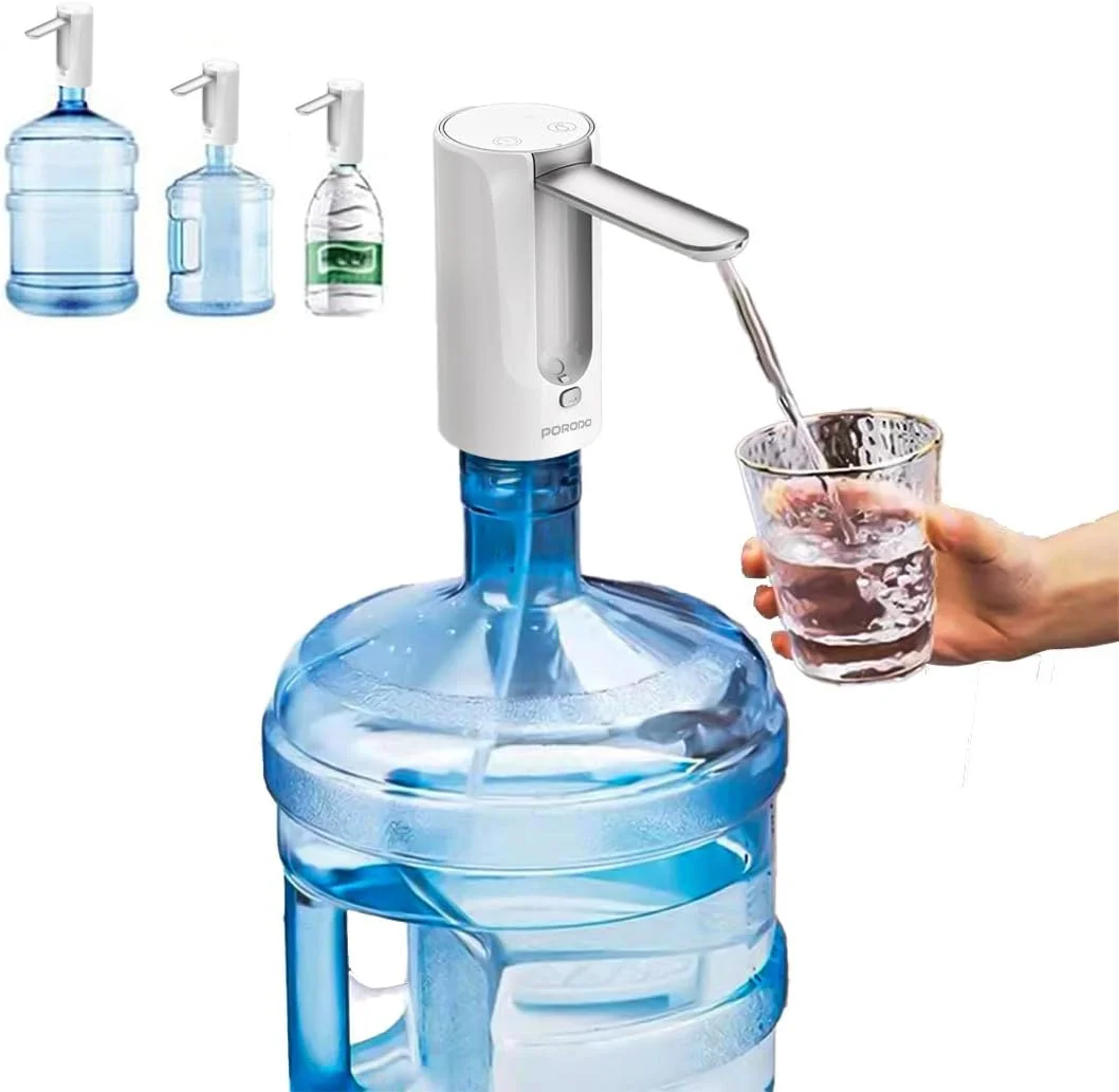 پمپ آب قابل حمل Porodo Lifestyle با نمایشگر دیجیتال و کنترل لمسی، باتری قابل شارژ، نمایشگر دیجیتال، دهانه بازشو با یک کلیک، سازگاری جهانی با بطری، نوشیدنی اتوماتیک قابل شارژ USB