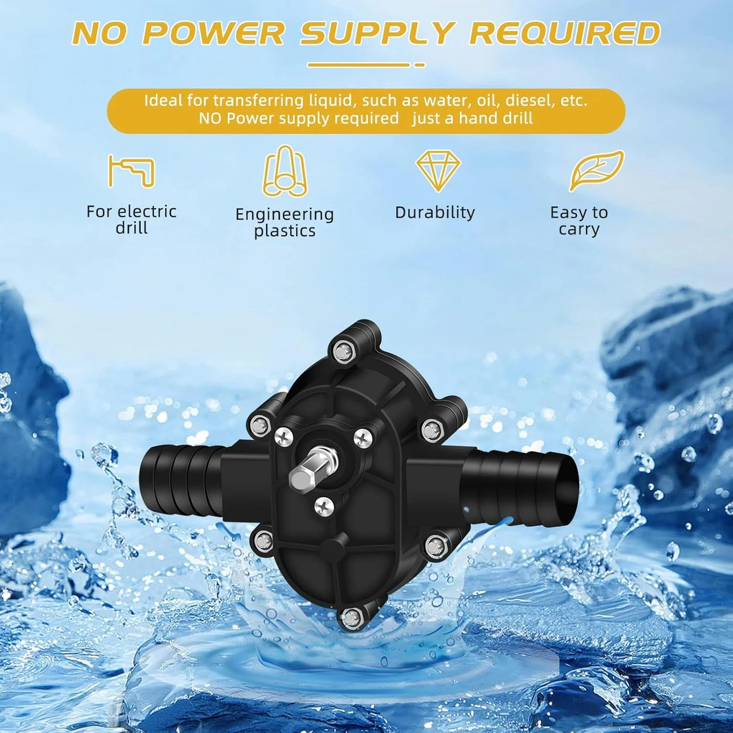پمپ دریل برقی کوچک قابل حمل، پمپ انتقال آب با دریل دستی، پمپ سیال خود مکش برای دیزل، روغن و آب، پمپ دستی جمع و جور و کارآمد برای انتقال سریع مایعات