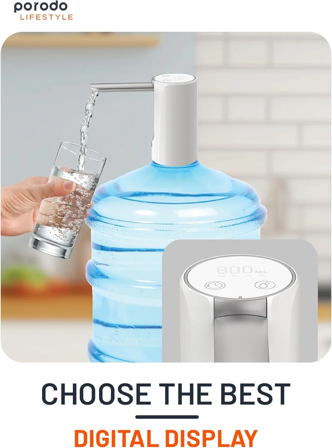 پمپ آب قابل حمل Porodo Lifestyle با نمایشگر دیجیتال و کنترل لمسی، باتری قابل شارژ، نمایشگر دیجیتال، دهانه بازشو با یک کلیک، سازگاری جهانی با بطری، نوشیدنی اتوماتیک قابل شارژ USB پمپ آب قابل حمل Porodo Lifestyle با نمایشگر دیجیتال و کنترل لمسی، باتری قابل شارژ، نمایشگر دیجیتال، دهانه بازشو با یک کلیک، سازگاری جهانی با بطری، نوشیدنی اتوماتیک قابل شارژ USB