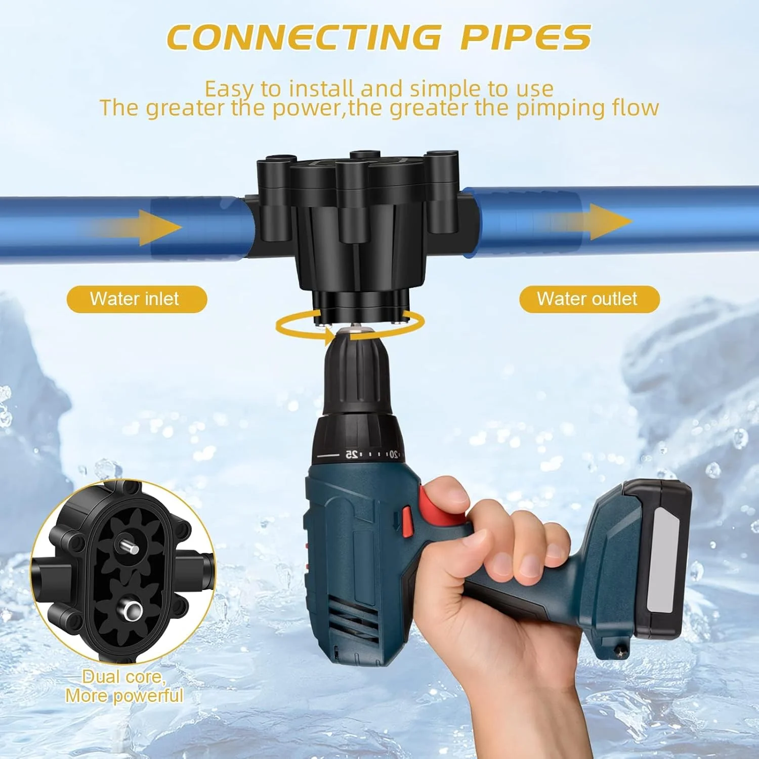 پمپ دریل برقی کوچک قابل حمل، پمپ انتقال آب با دریل دستی، پمپ سیال خود مکش برای دیزل، روغن و آب، پمپ دستی جمع و جور و کارآمد برای انتقال سریع مایعات