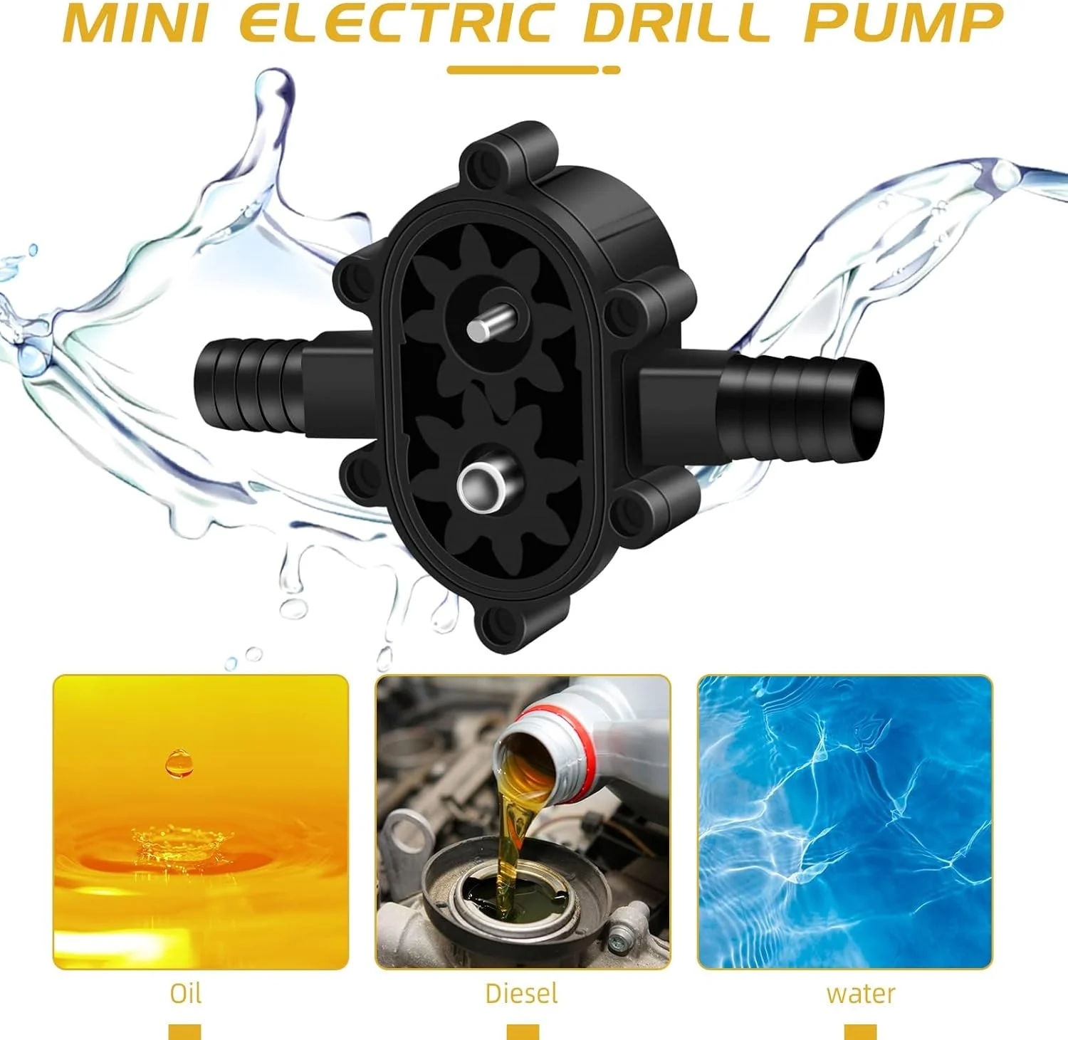 پمپ دریل برقی کوچک قابل حمل، پمپ انتقال آب با دریل دستی، پمپ سیال خود مکش برای دیزل، روغن و آب، پمپ دستی جمع و جور و کارآمد برای انتقال سریع مایعات