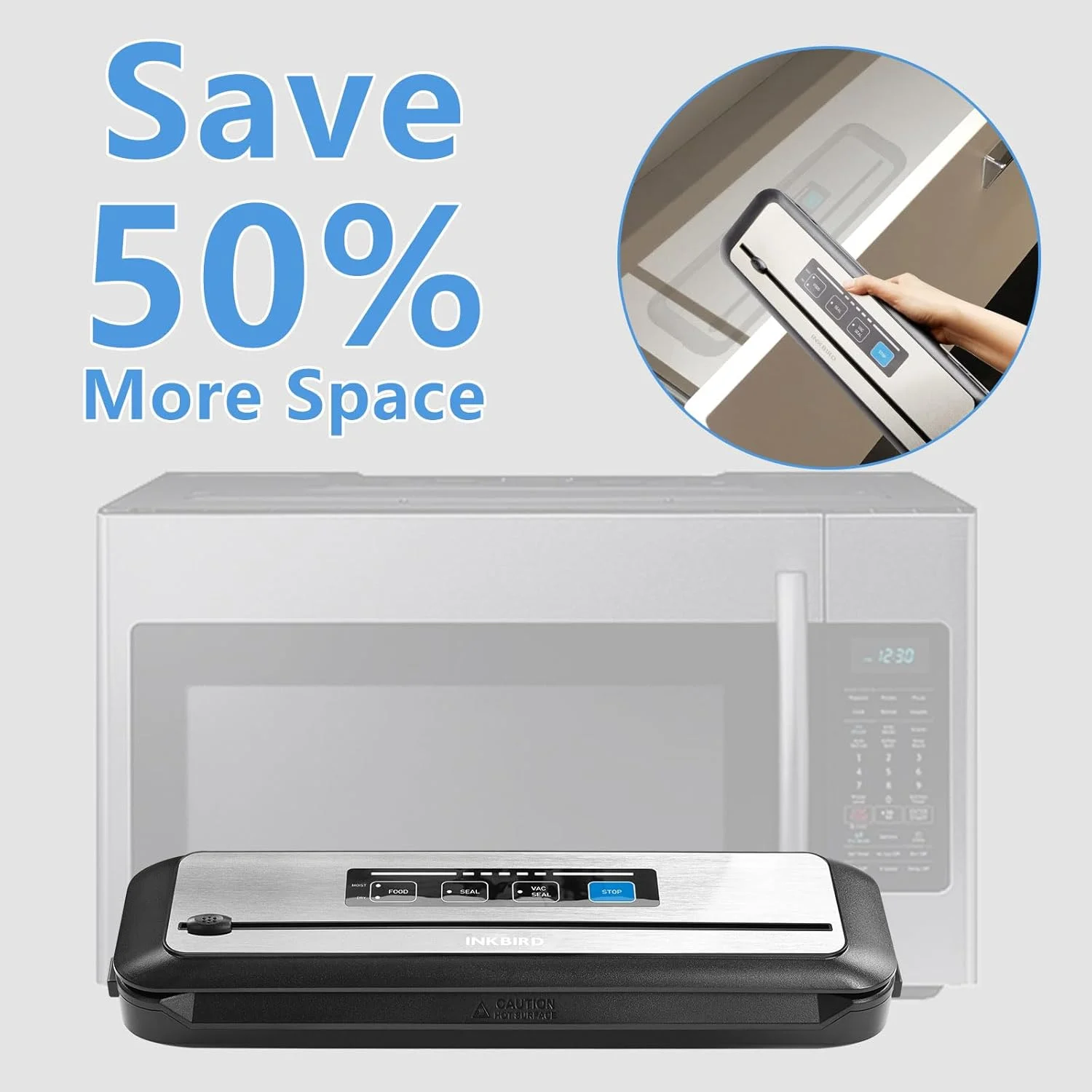 دستگاه وکیوم سیلر INKBIRD مدل INK-VS01، دستگاه پلمپ اتوماتیک 80 کیلو پاسکال با یک دکمه برای نگهداری مواد غذایی، بسته بندی مواد غذایی مرطوب/خشک با کاتر داخلی و کیسه های فاقد BPA ولتاژ 220 ولت دستگاه وکیوم سیلر INKBIRD مدل INK-VS01، دستگاه پلمپ اتوماتیک 80 کیلو پاسکال با یک دکمه برای نگهداری مواد غذایی، بسته بندی مواد غذایی مرطوب/خشک با کاتر داخلی و کیسه های فاقد BPA ولتاژ 220 ولت