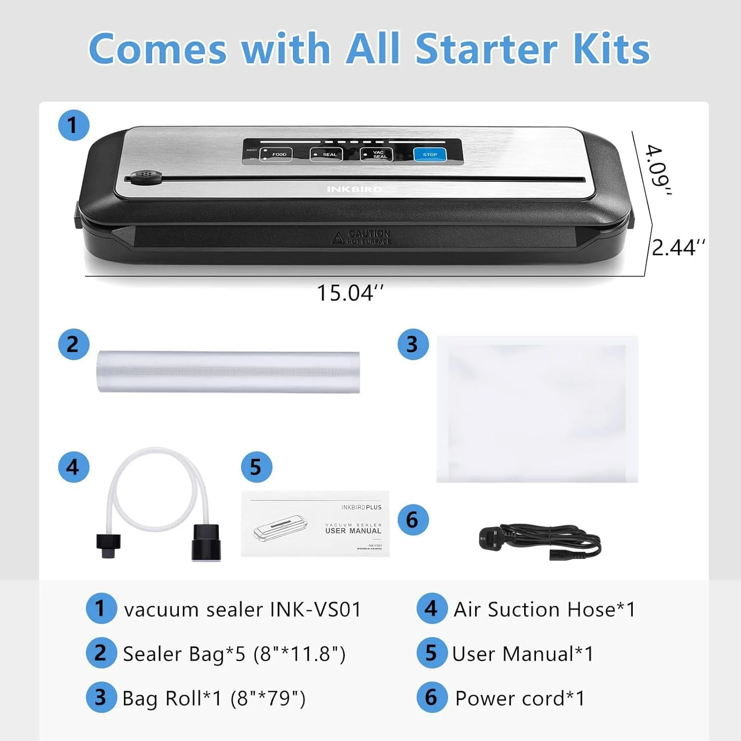 دستگاه وکیوم سیلر INKBIRD مدل INK-VS01، دستگاه پلمپ اتوماتیک 80 کیلو پاسکال با یک دکمه برای نگهداری مواد غذایی، بسته بندی مواد غذایی مرطوب/خشک با کاتر داخلی و کیسه های فاقد BPA ولتاژ 220 ولت دستگاه وکیوم سیلر INKBIRD مدل INK-VS01، دستگاه پلمپ اتوماتیک 80 کیلو پاسکال با یک دکمه برای نگهداری مواد غذایی، بسته بندی مواد غذایی مرطوب/خشک با کاتر داخلی و کیسه های فاقد BPA ولتاژ 220 ولت