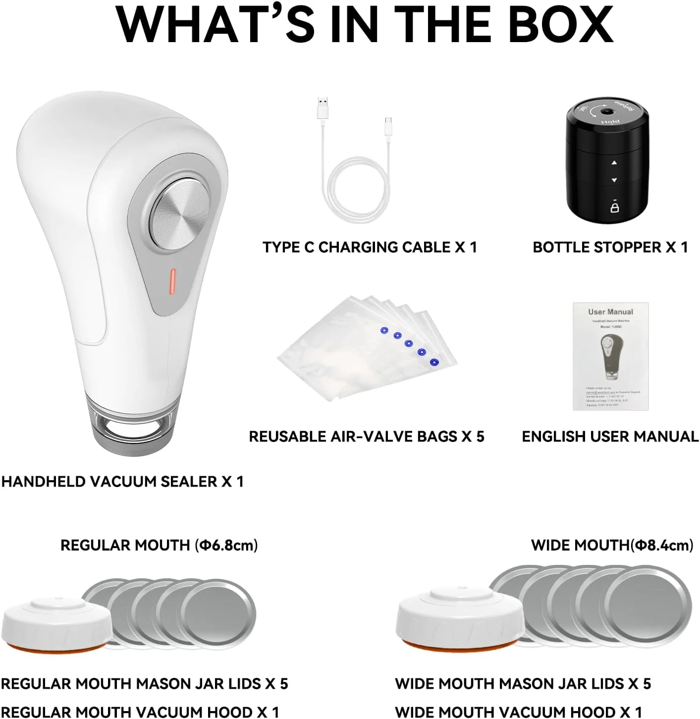 دستگاه وکیوم سیلر شیشه های میسون Wevac، کیت پمپ وکیوم دستی چند منظوره برای شیشه های میسون، کیسه ها و بطری های شراب، دستگاه وکیوم سیلر دستی مواد غذایی ایده آل برای نگهداری مواد غذایی، محافظ نوشیدنی و ترشی