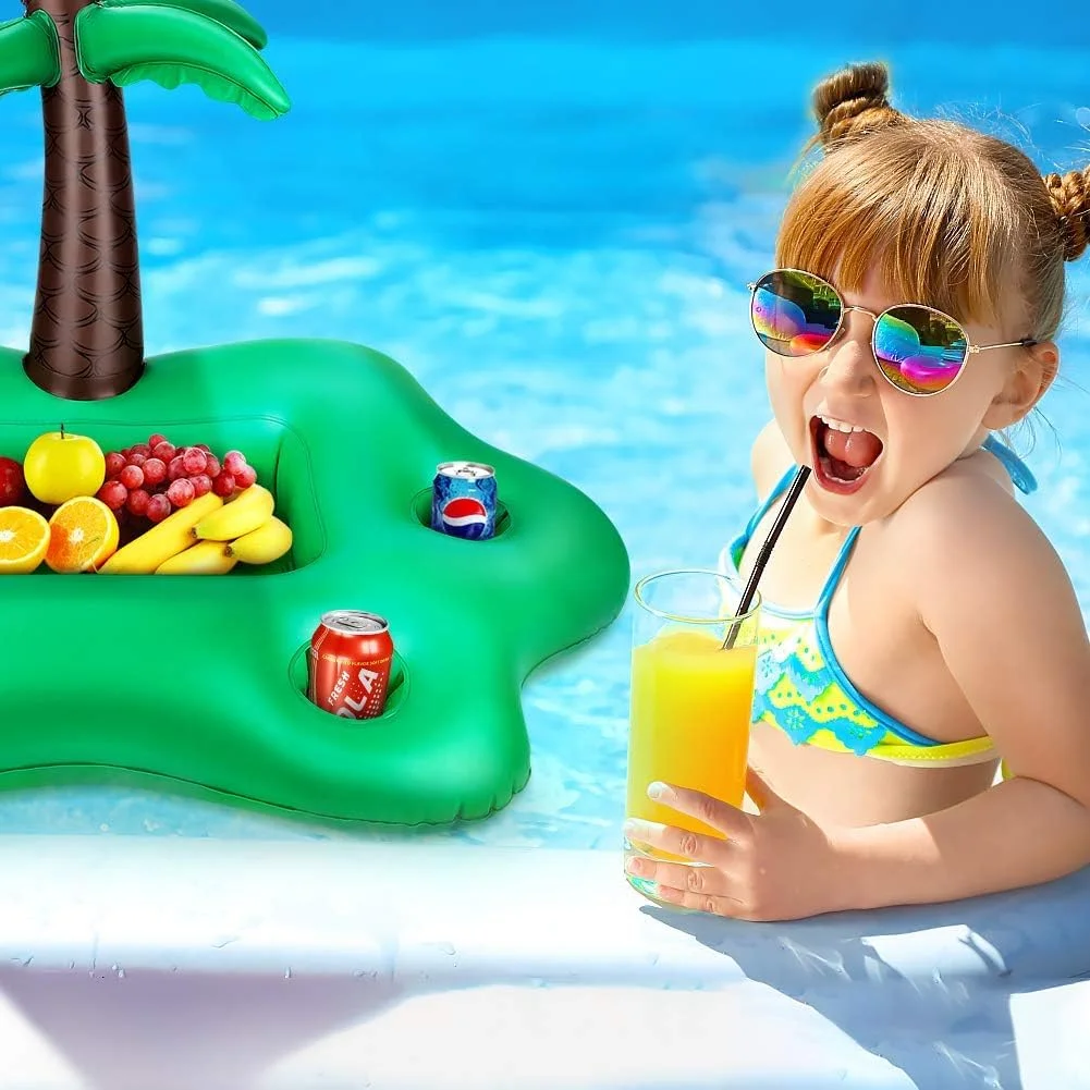 جای نوشیدنی بادی طرح درخت نارگیل بزرگ، شناور روی آب مناسب استخر، بار سرو نوشیدنی، جا لیوانی برای لیوان، قوطی، بطری آبجو، خنک نگهدارنده نوشیدنی و میوه، سینی شناور با 4 جای لیوان مناسب مهمانی های استخری و ساحلی تابستانی