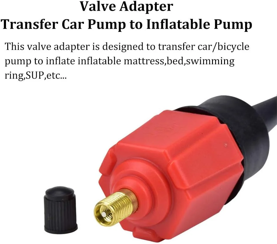 آداپتور پمپ بادی کمپرسور ماشین BUENNUS، آداپتور دریچه بادی با 4 نازل برای تشک بادی، حلقه/استخر شنا، تخت/مبل بادی، قایق، کایاک، SUP و موارد دیگر