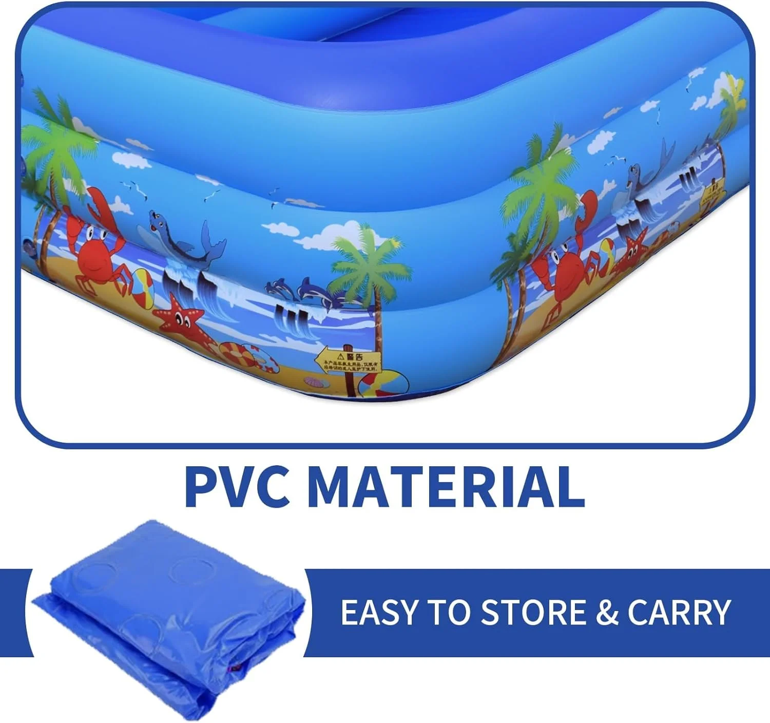 استخر بادی بزرگ ORCHID M® مناسب کودکان و بزرگسالان، استخر بادی ضخیم و بادوام برای حیاط خلوت، باغ، داخل خانه یا بازی های تابستانی و اوقات خوش خانوادگی 200*87*33 سانتی متر (همراه با پمپ باد)