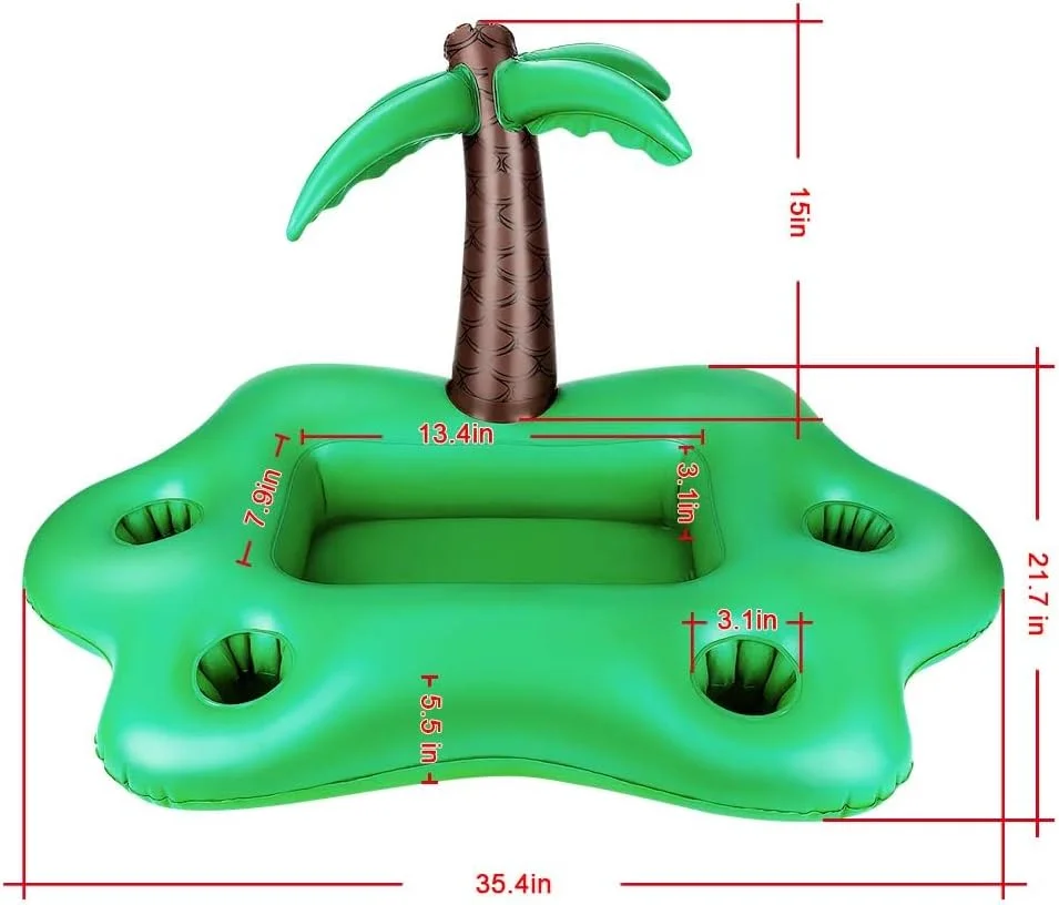 جای نوشیدنی بادی طرح درخت نارگیل بزرگ، شناور روی آب مناسب استخر، بار سرو نوشیدنی، جا لیوانی برای لیوان، قوطی، بطری آبجو، خنک نگهدارنده نوشیدنی و میوه، سینی شناور با 4 جای لیوان مناسب مهمانی های استخری و ساحلی تابستانی