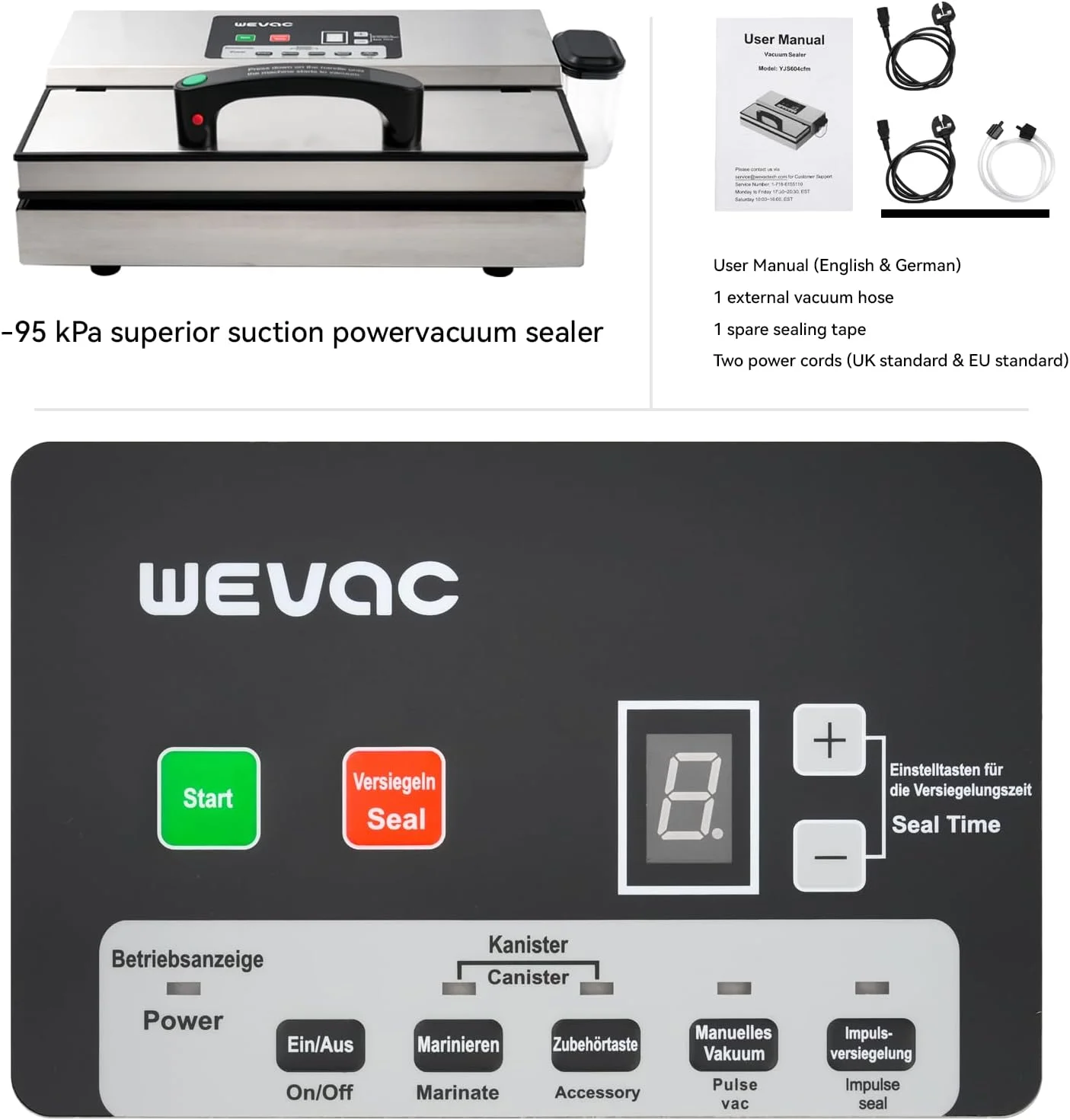 دستگاه وکیوم بسته بندی مواد غذایی استیل Wevac با درز 30 سانتی متری، تازه نگه دارنده آسان با قفل مغناطیسی، وکیوم سیلر حرفه ای 95 کیلو پاسکال با مخزن مایع برای پخت و پز سو وید و نگهداری مواد غذایی دستگاه وکیوم بسته بندی مواد غذایی استیل Wevac با درز 30 سانتی متری، تازه نگه دارنده آسان با قفل مغناطیسی، وکیوم سیلر حرفه ای 95 کیلو پاسکال با مخزن مایع برای پخت و پز سو وید و نگهداری مواد غذایی