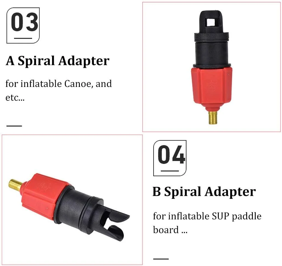 آداپتور پمپ بادی کمپرسور ماشین BUENNUS، آداپتور دریچه بادی با 4 نازل برای تشک بادی، حلقه/استخر شنا، تخت/مبل بادی، قایق، کایاک، SUP و موارد دیگر