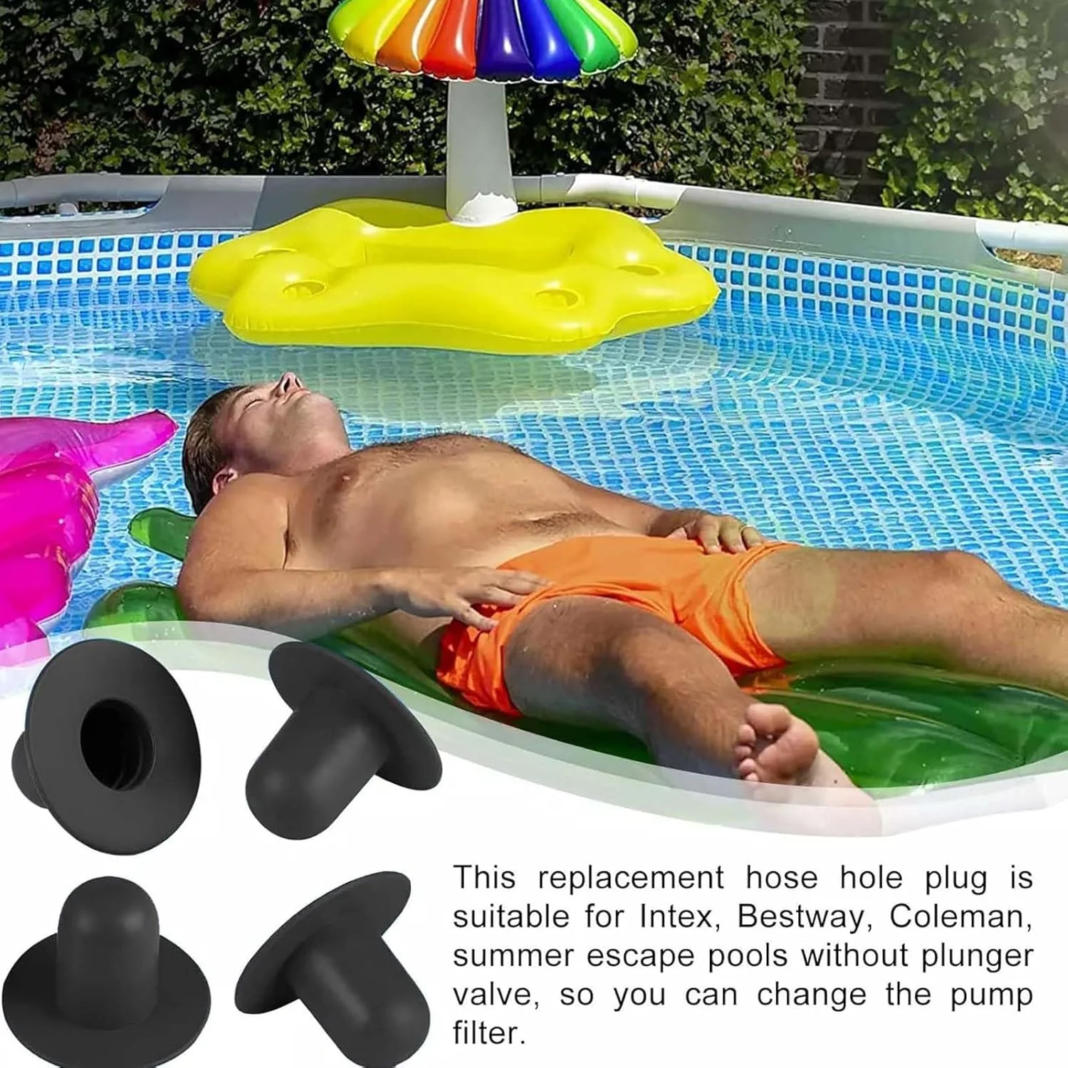 پلاگ دریچه دیواری استخر Wisfunlly بسته 4 عددی، لوازم جانبی جایگزین استخر، پلاگ سوراخ پمپ فیلتر، جایگزین صافی پمپ فیلتر مناسب برای استخرهای Intex و Bestway