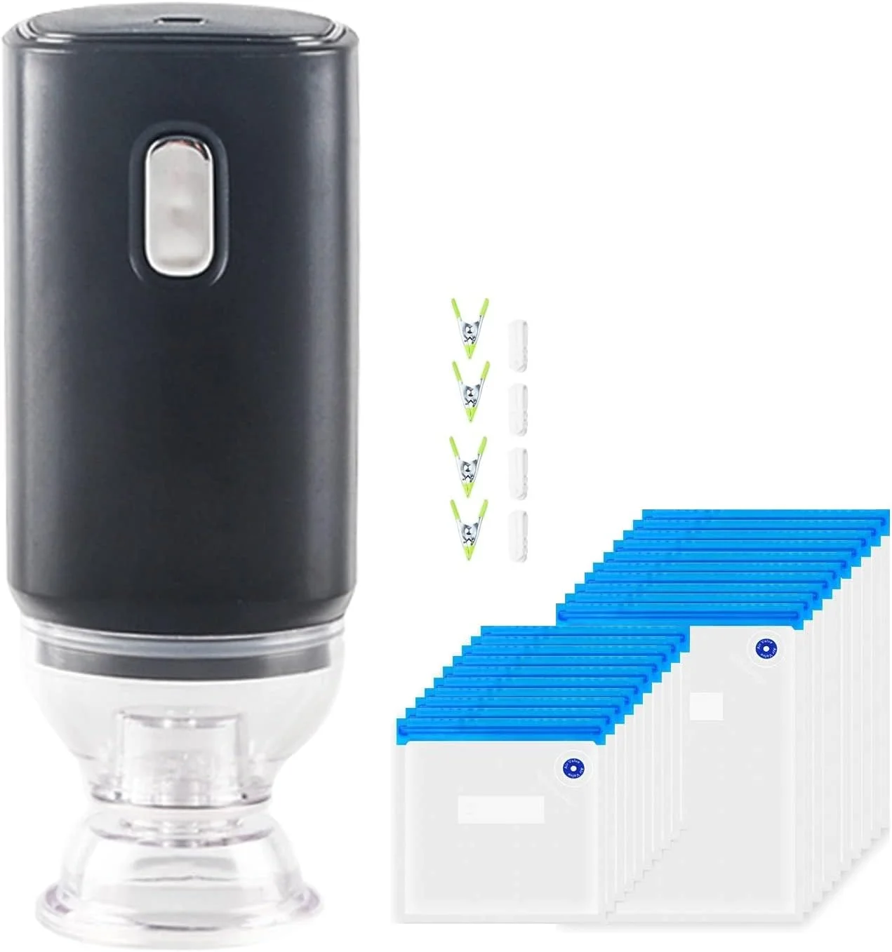 دستگاه وکیوم برقی غذا WinCheer با 20 کیسه نگهداری قابل استفاده مجدد، کیت دستگاه Sous Vide برای Anova، پمپ هوای اجاق گاز Joule با 4 گیره آب بندی و 4 گیره Sous Vide (دستگاه وکیوم و 20 بسته)