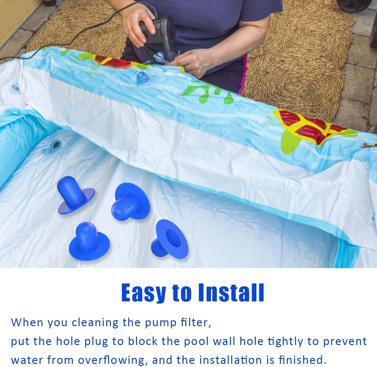 دریچه های دیواری صافی پمپ استخر SWIUKPHE، 4 عدد، قطعات جایگزین استخر، درپوش مسدود کننده سوراخ صافی پمپ فیلتر استخر شنای زمینی جایگزین (آبی)