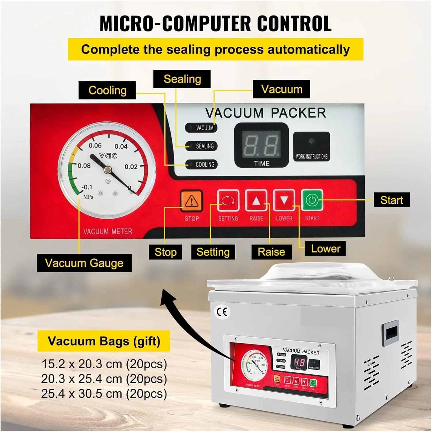 دستگاه وکیوم بسته بندی مواد غذایی WRQzxcv DZ-260A مناسب برای نگهداری گوشت در کیسه دستگاه وکیوم بسته بندی مواد غذایی WRQzxcv DZ-260A مناسب برای نگهداری گوشت در کیسه