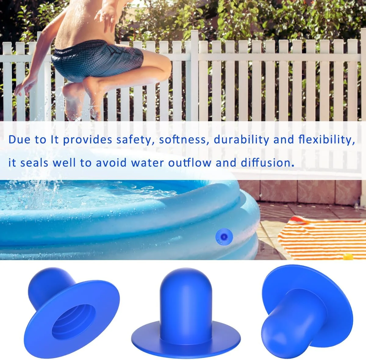 دریچه های دیواری صافی پمپ استخر SWIUKPHE، 4 عدد، قطعات جایگزین استخر، درپوش مسدود کننده سوراخ صافی پمپ فیلتر استخر شنای زمینی جایگزین (آبی)