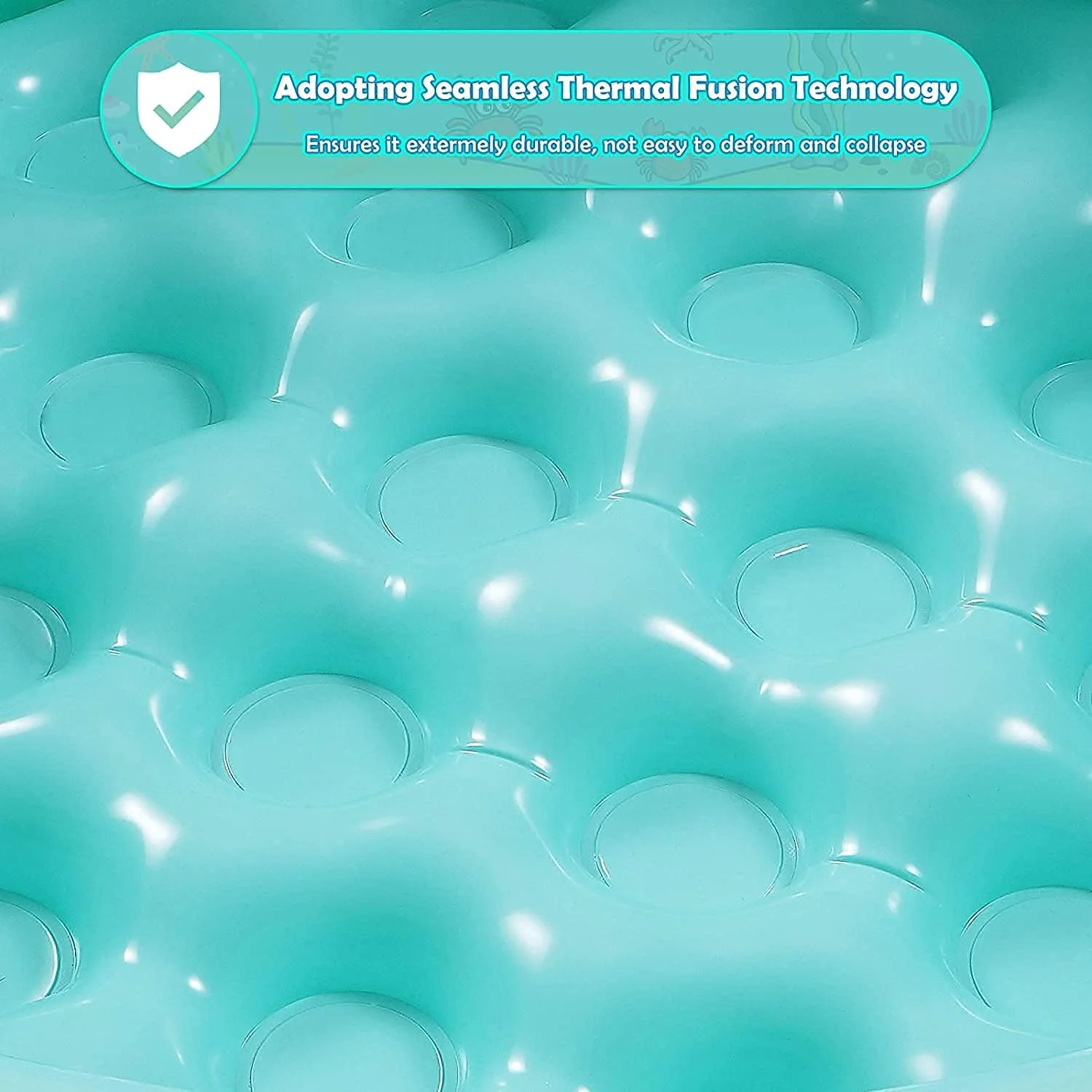 استخر بادی کودک، استخر بادی شنای کودکانه طرح زندگی اقیانوسی 3 حلقه با کف ایمنی بادی و پمپ باد رایگان برای خانواده، کودکان نوپا، استخر شنای باغی در فضای باز (100*27 سانتی متر)